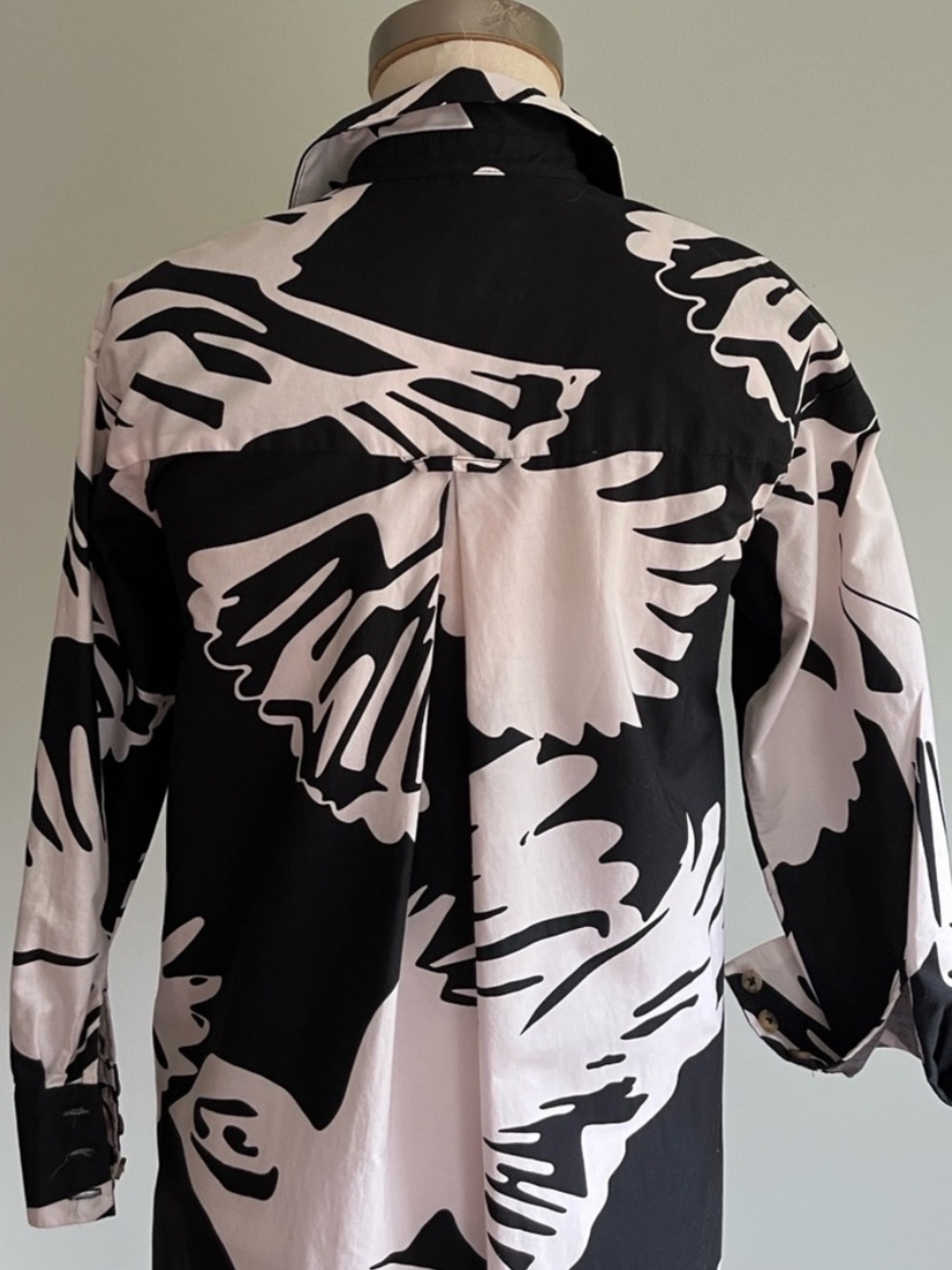Anthropologie Soren Black & Cream Long-Sleeve Shirt Dress - Picture 7 of 9